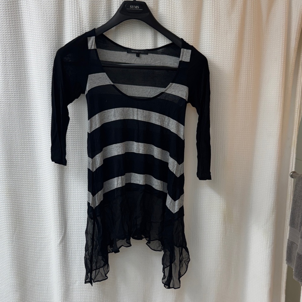 Rebecca Beeson Black and Gray Striped Tunic